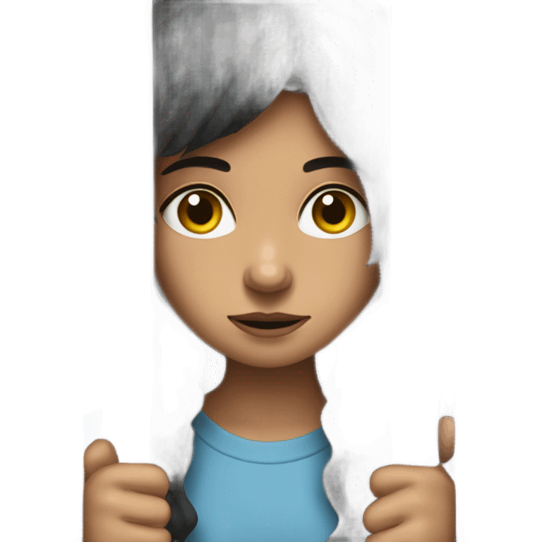 a dark haired girl between bars in a prison emoji