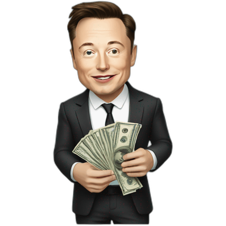 Elon Musk holding money emoji