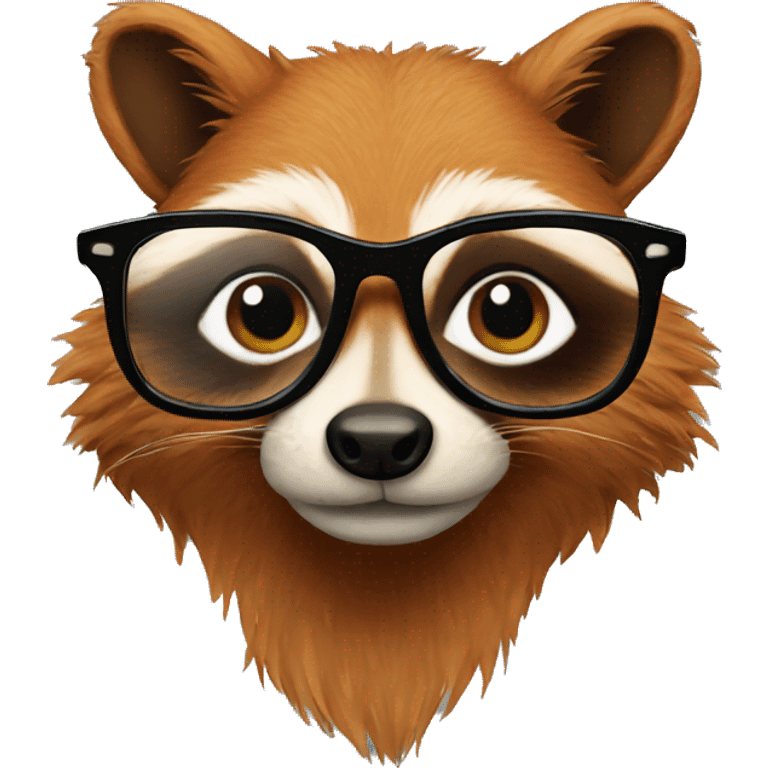 ginger raccoon with glasses emoji