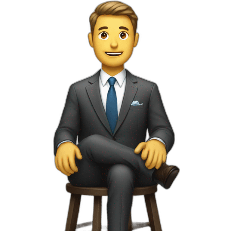 man sitting on stool wearing a suit emoji