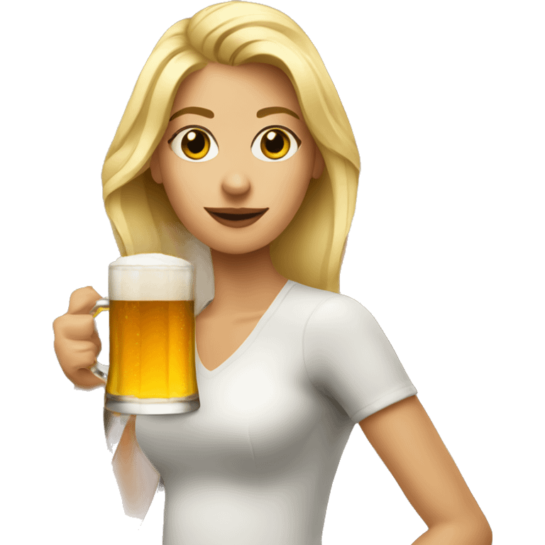 Blonde woman with glass of beer emoji