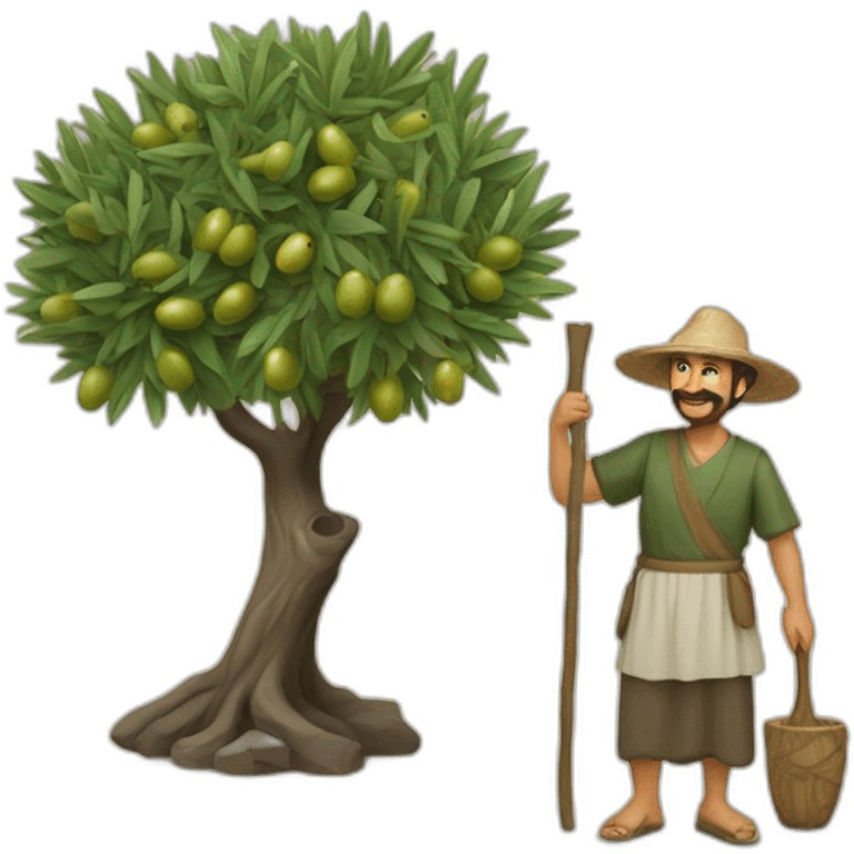 olive tree and andalusian farmers with a stick emoji