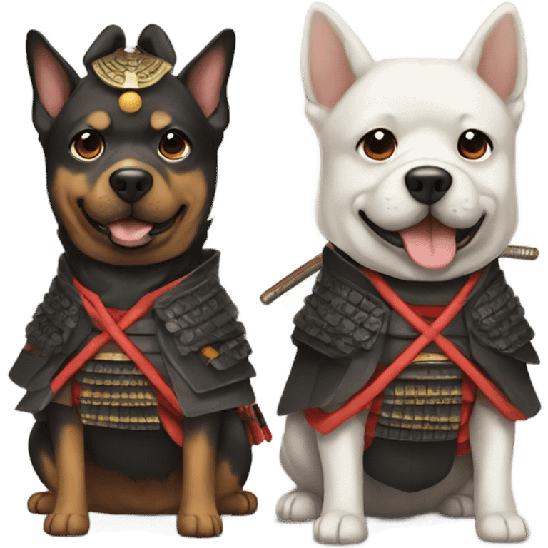 Two dogs dressed as samurai  emoji