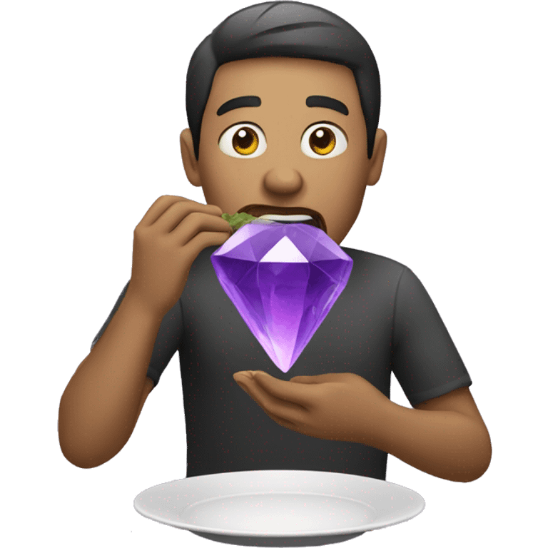 man eating a purple crystal emoji