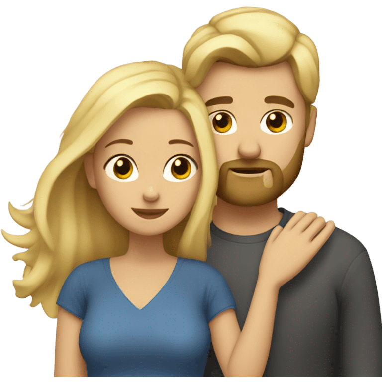 blonde woman long hair, hugging a blonde man with beard. he short hair emoji