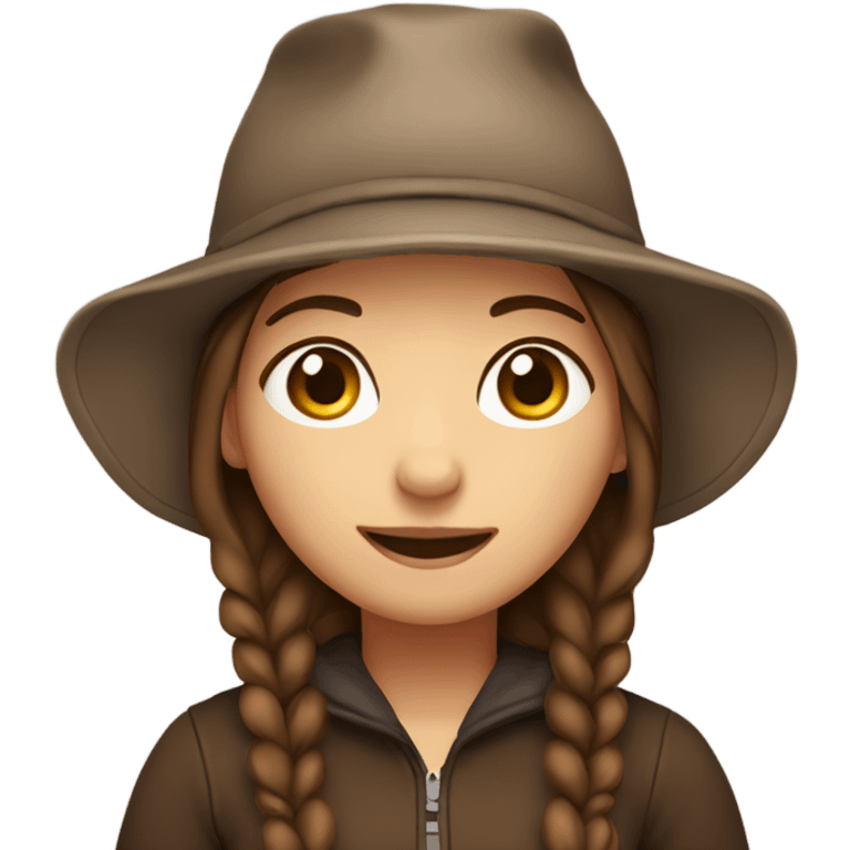 girl with brown hair in a hat with earflaps emoji