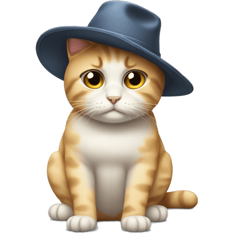 Sad cat with hat emoji