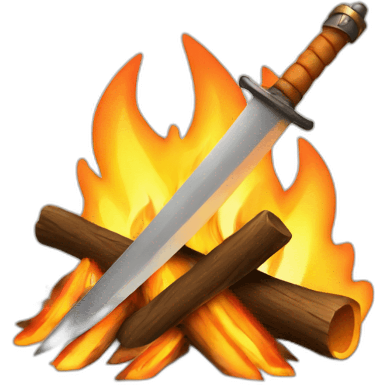 bonfire with sword in it emoji