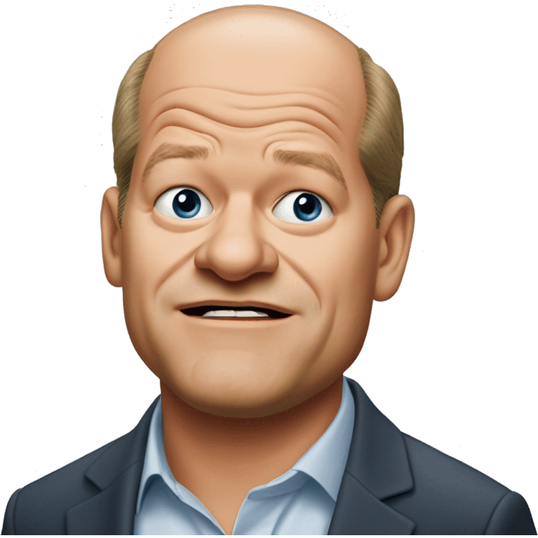 photorealistic Olaf Scholz embarrassed, guiltily shrugs emoji