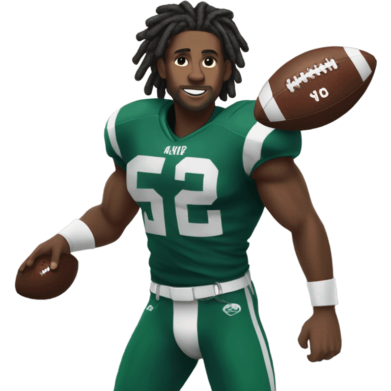 Black man with dreadlocks playing football  emoji