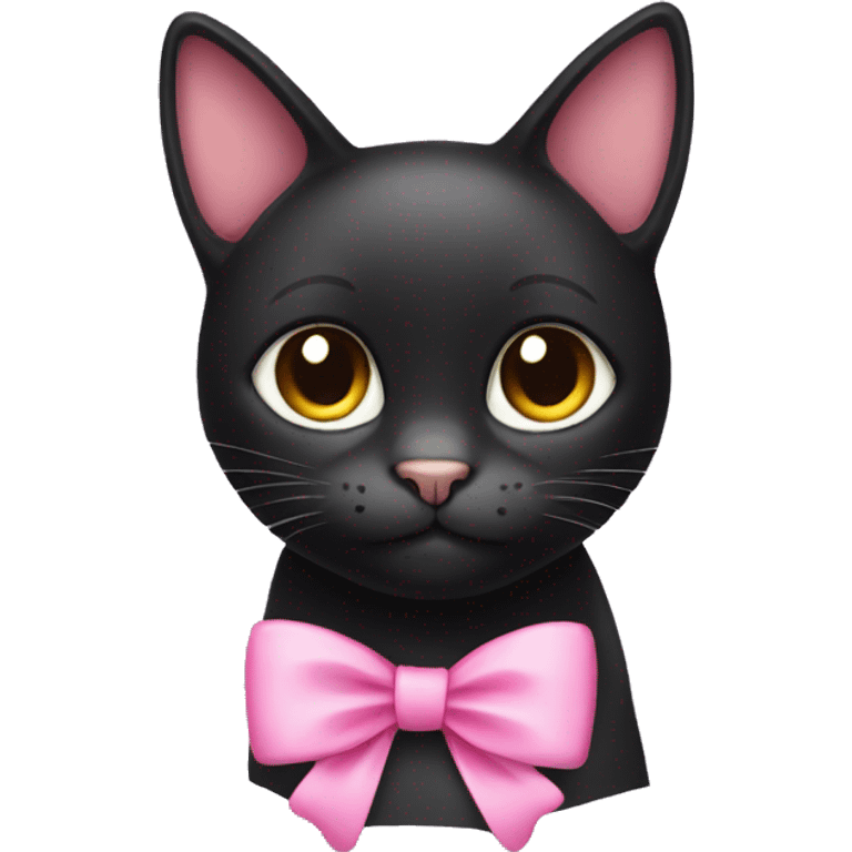 black cat with pink bow on ear  emoji