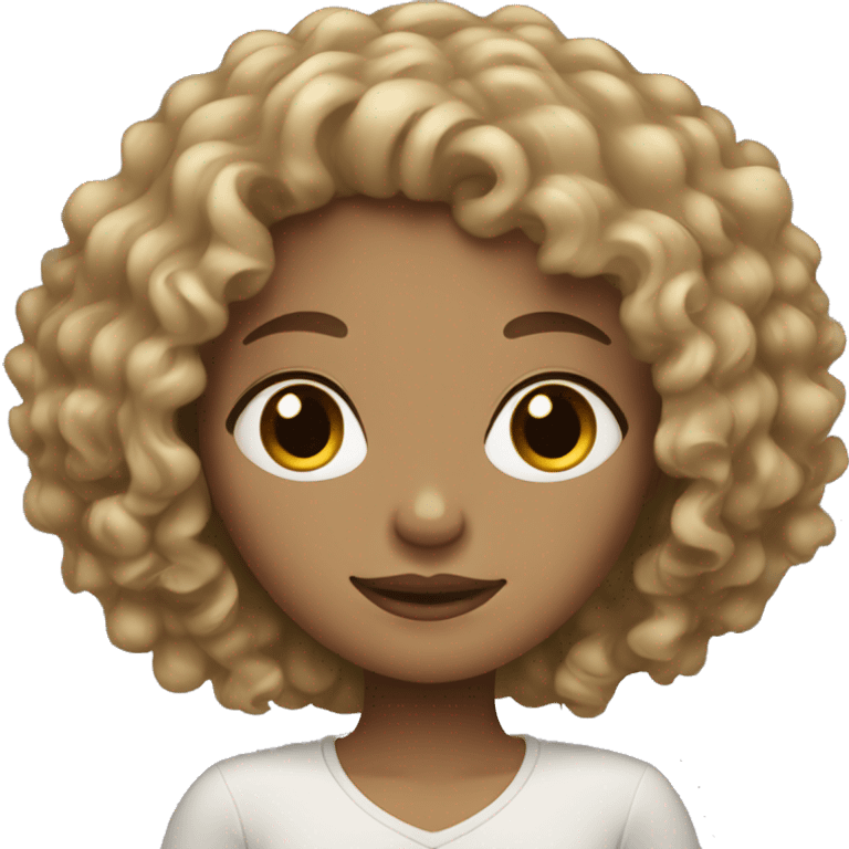 Dark blonde curly hair girl with not very white skin emoji