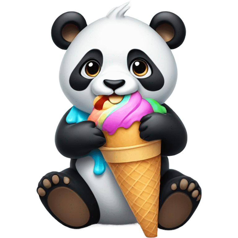 Panda eating ice cream emoji