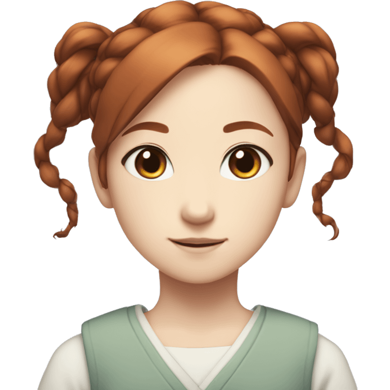 Japanese anime-inspired young girl with red brown hair tied in a ponytail and mesmerizing blue eyes emoji