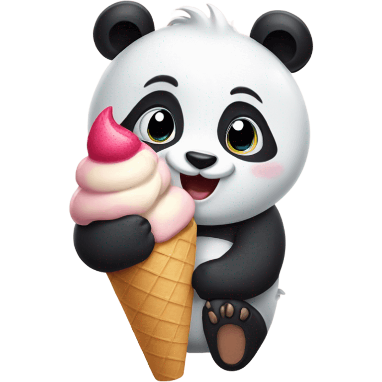 Panda eating ice cream emoji