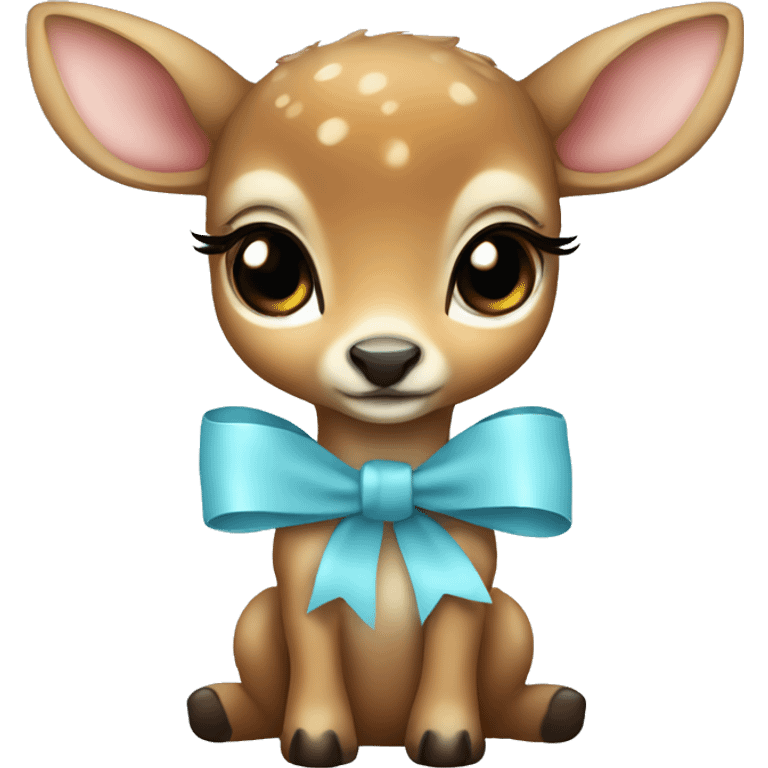 Baby deer with a light blue bow emoji