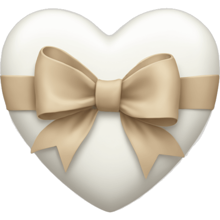 white heart with beige bow emoji