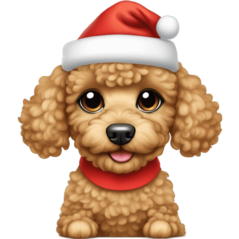 apricot toy poodle puppy wearing a santa hat  emoji