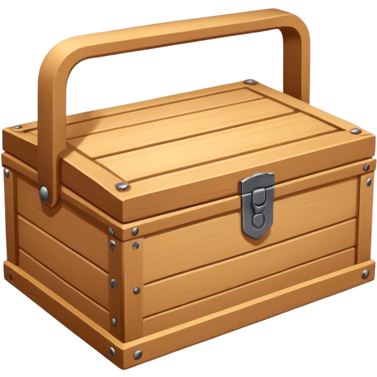 A rectangular or square box, usually made of wood or metal, used for storing items, often with a lid and handle emoji