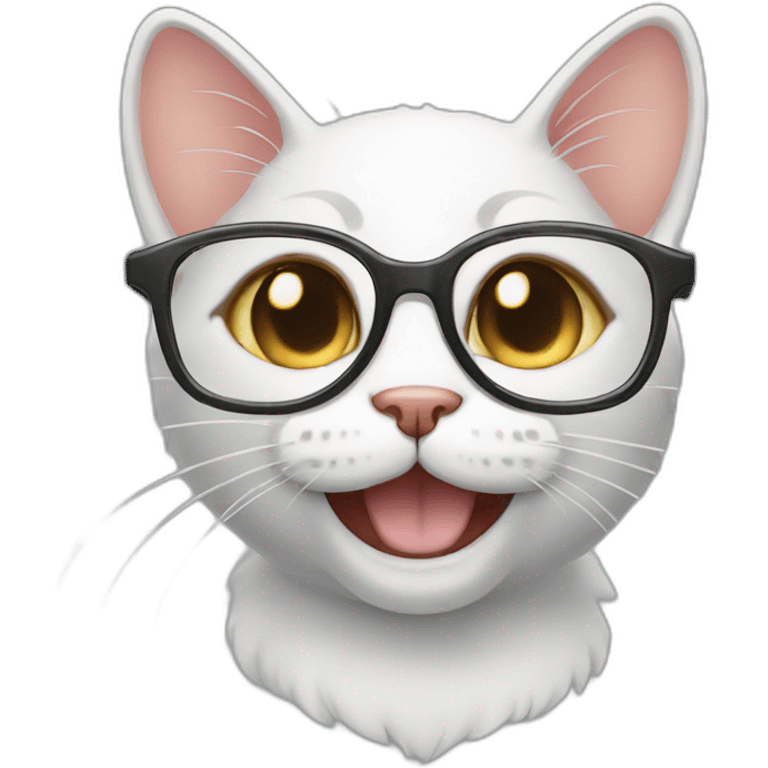 Happy cat with glasses emoji