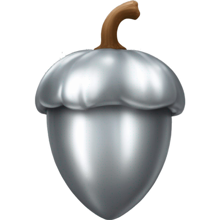 shiny silver Acorn with stem  emoji