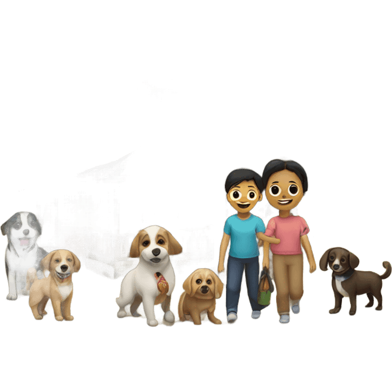 mountain house with 6 friends, 2 babies, 1 toddler and 2 dogs emoji