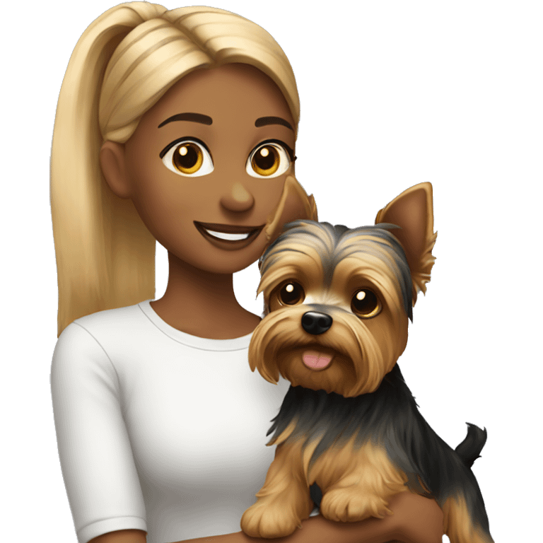 girl with yorkie dog  emoji