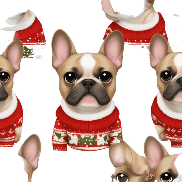 french bulldog in christmas sweater tan girl emoji