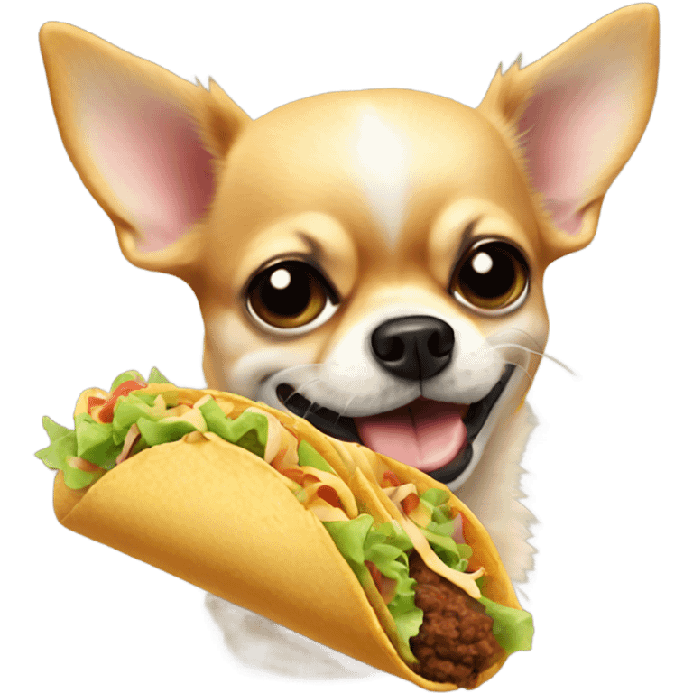 fluffy Chihuahua eating taco emoji