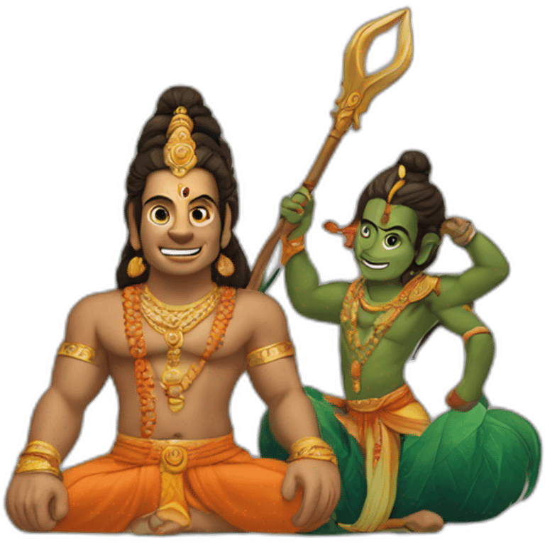 Shiv and Hanuman half half visible emoji