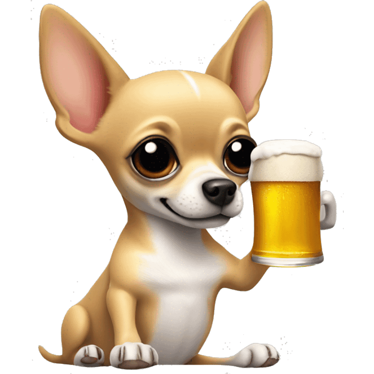 Chihuahua drinking a beer ￼ emoji