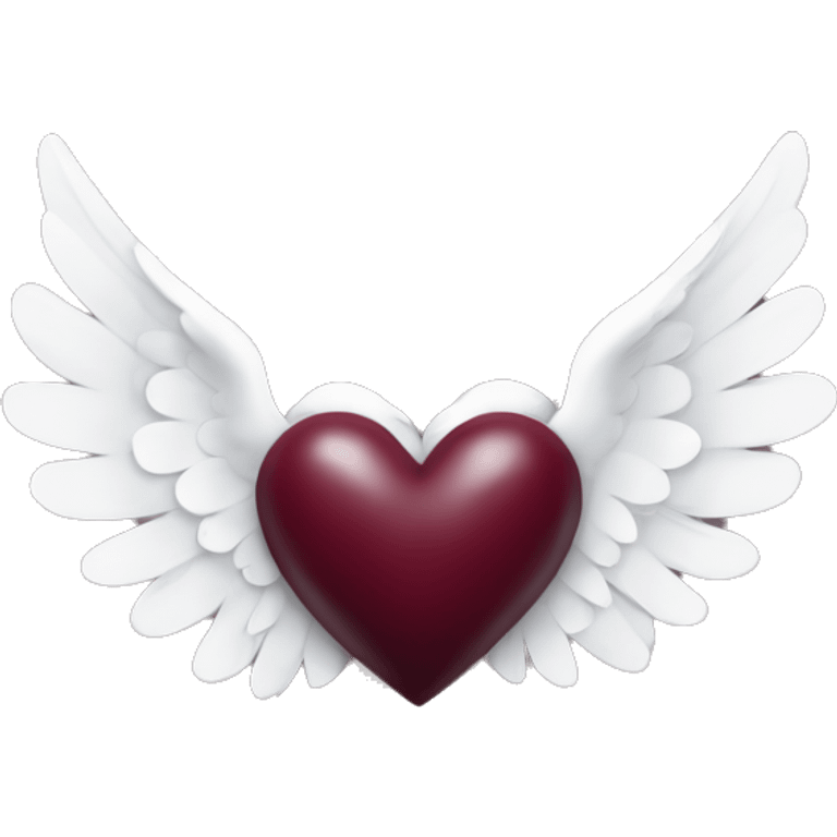 burgundy heart with white angel wings emoji