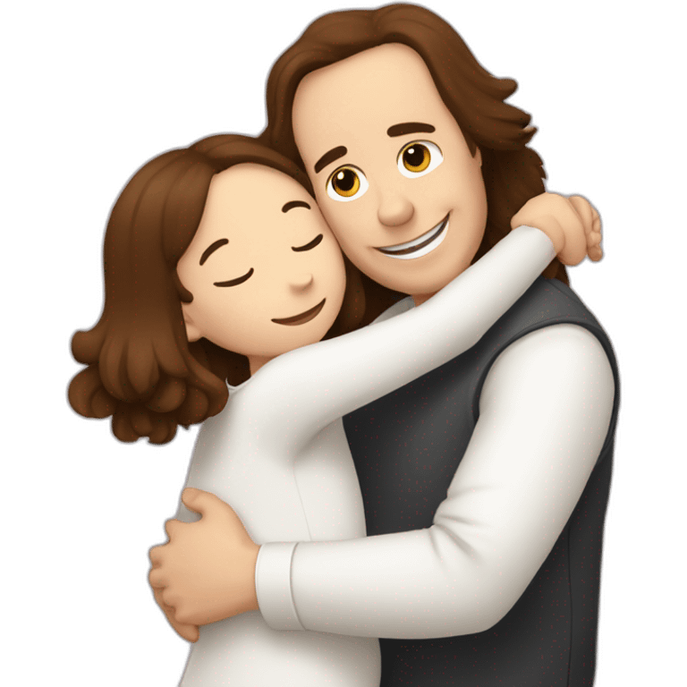 Springer spaniel with man and girl hug emoji