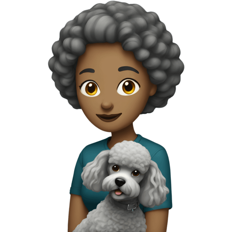 Woman with grey poodle emoji