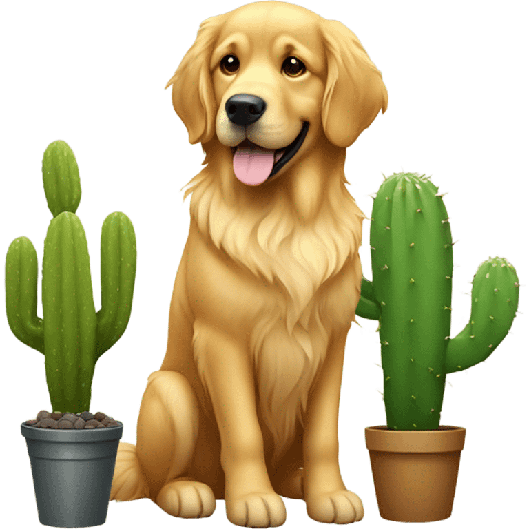 Golden retriever cactus emoji