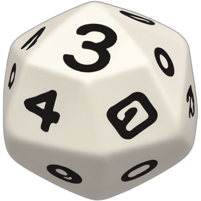 D20 dice creme with numbers 3 6 5 7 8 emoji