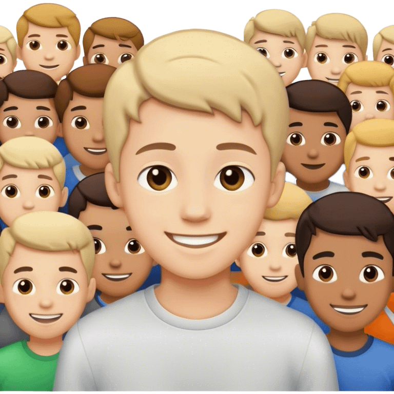 smiling boy in crowded scene emoji