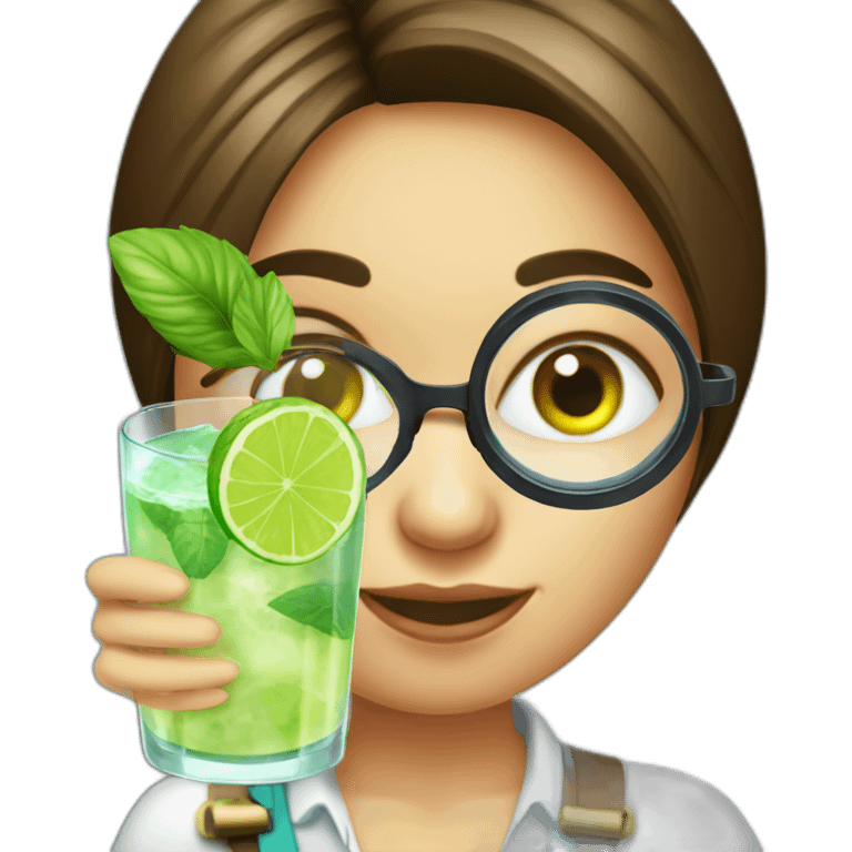 argentina girl with magnifying glass drinking mojito emoji