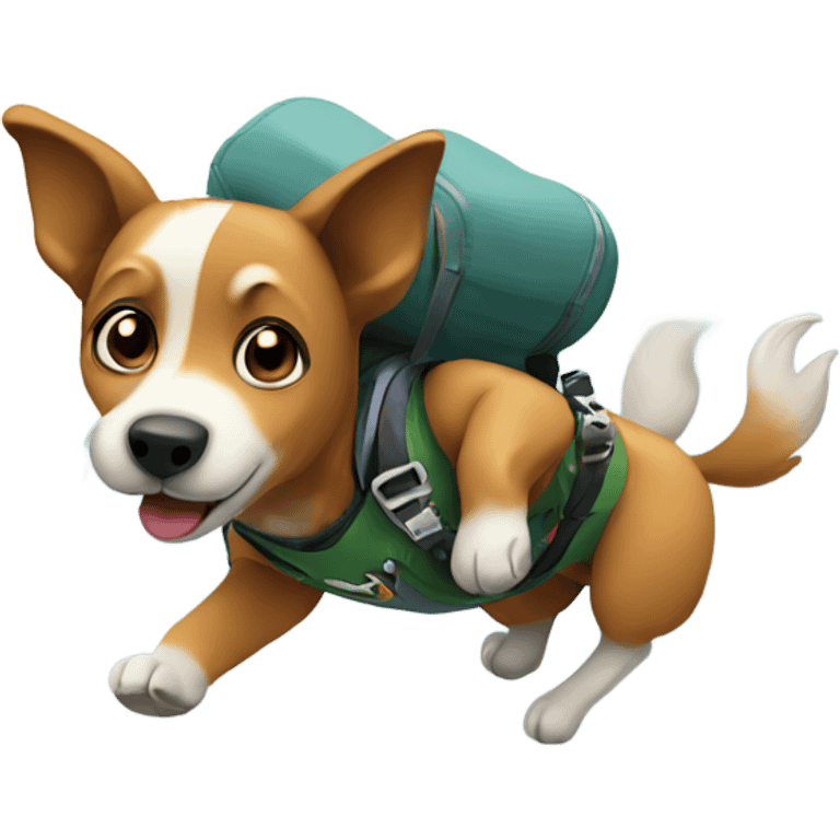 Dog skydiving over mountains emoji