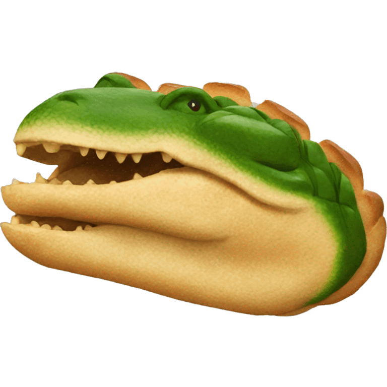 an alligator made out of bread emoji