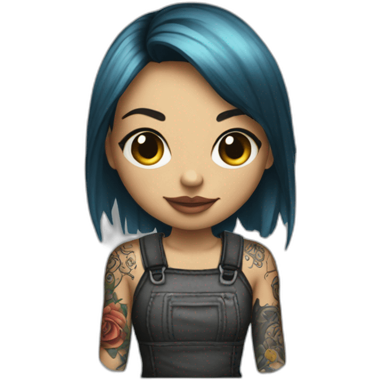 Tattoo artist girl with a machine in her hands emoji