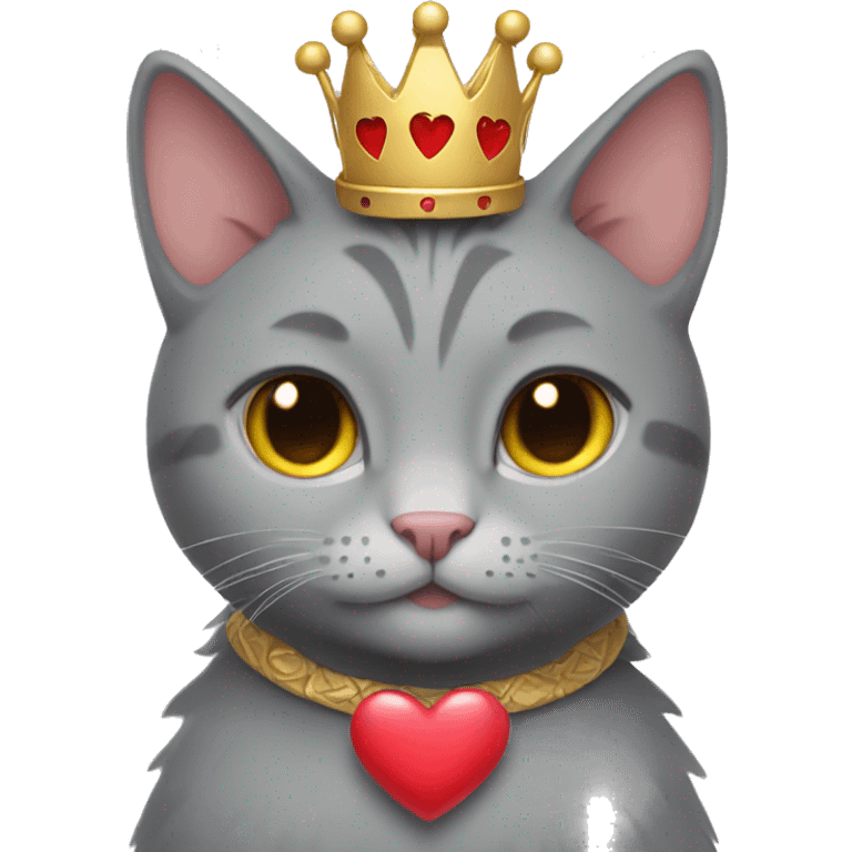 Gray cat with heart crown  emoji