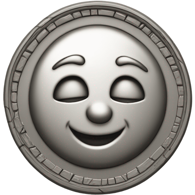 A silver coin that is engraved “100”, tiny, cute, simple, clay emoji