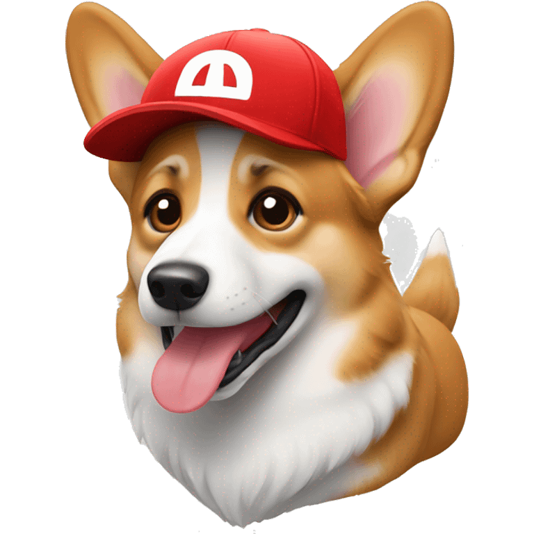 a corgi dog using red cap emoji