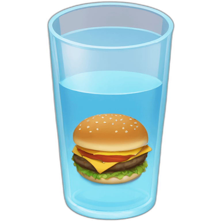 glass of water with hamburger behind emoji