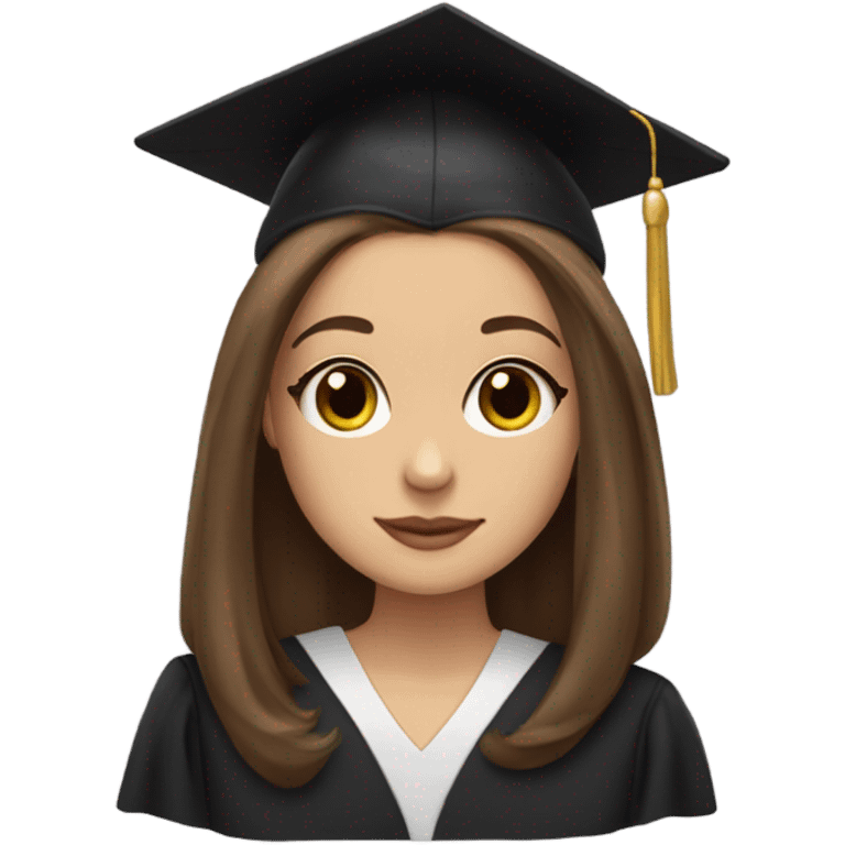 Brown haired white girl in graduation cap holding black long haired dachshund  emoji