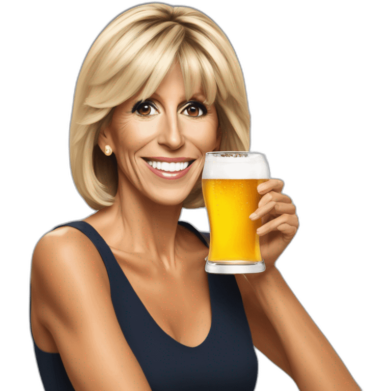 Brigitte Macron avec une bière emoji