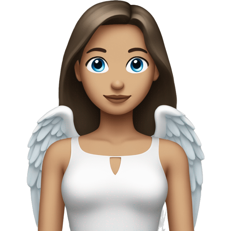 Brunette girl angel with straight hair blue eyes emoji