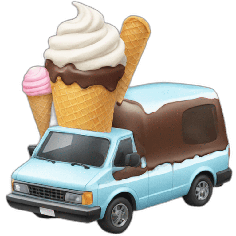 Car eating Ice cream emoji