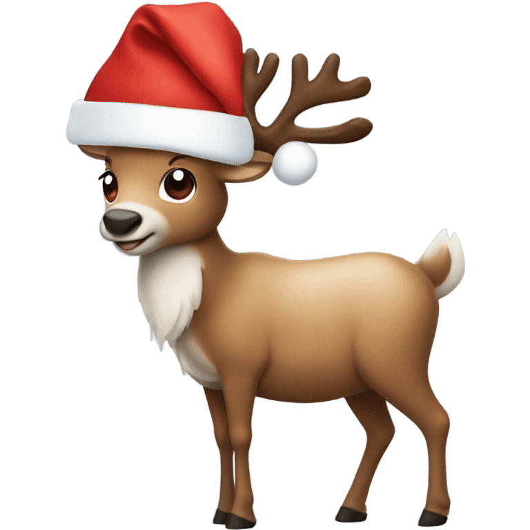 Reindeer with Santa hat emoji